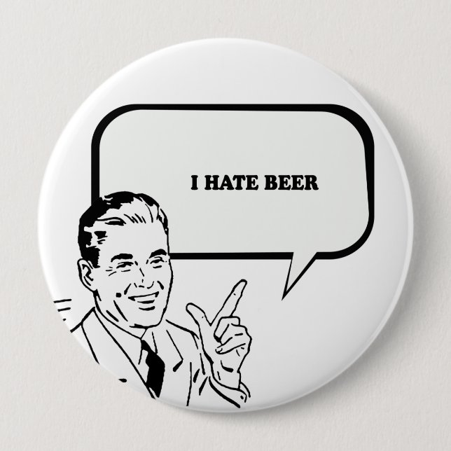 Bóton Redondo 10.16cm ODEIO T-shirt DE CERVEJA (Frente)