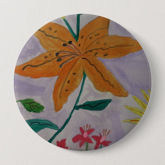 Bóton Redondo 10.16cm Orange Lily (Frente)