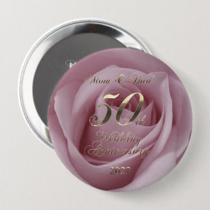 Bóton Redondo 10.16cm ouro de 2022 Casamento de 50 anos