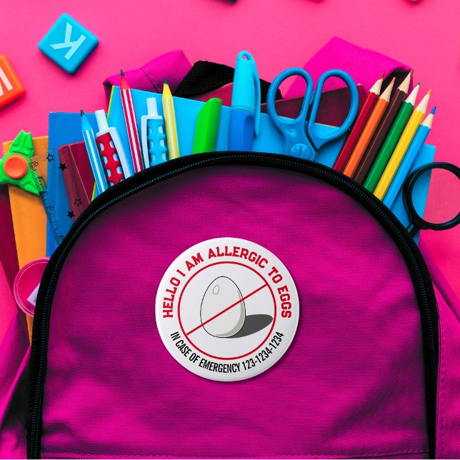 Bóton Redondo 10.16cm Ovos Crachá de alergia (Criador carregado)