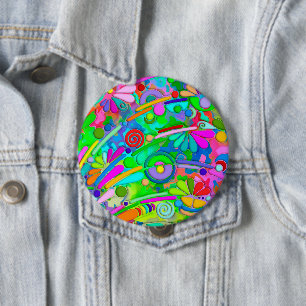 Bóton Redondo 10.16cm Padrões De Mão E Digitalmente Pintados Artigo 18º