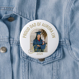Bóton Redondo 10.16cm Pai Orgulhoso Moderno do Graduado Foto Personaliza