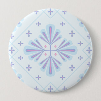 Bóton Redondo 10.16cm Pastel Blue Geometric Floral Repeat Pattern 