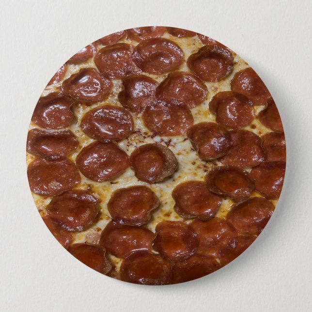 Bóton Redondo 10.16cm Pepperoni Pizza (Frente)