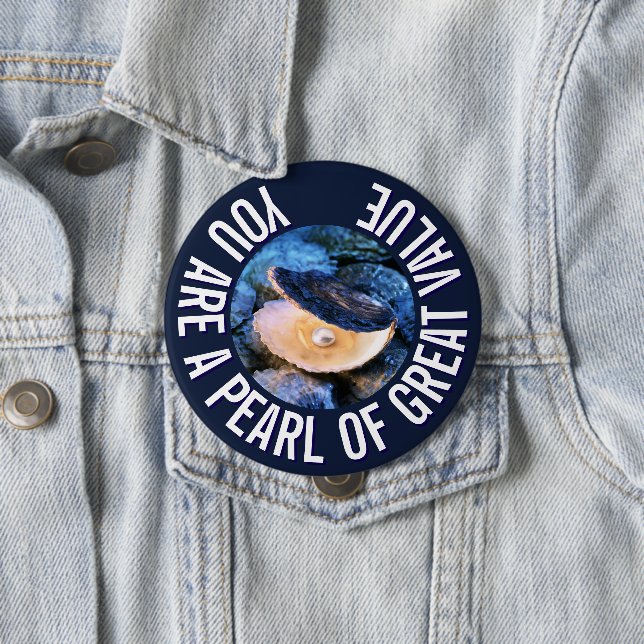 Bóton Redondo 10.16cm Pérola de OYSTER do Christian Personalizado do Val (In Situ)