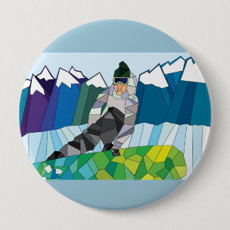 Bóton Redondo 10.16cm Pin do Snowboarder (personalize para trás a cor!)