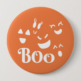Bóton Redondo 10.16cm Pino do Botão Branco e Laranja do Espírito Hallowe