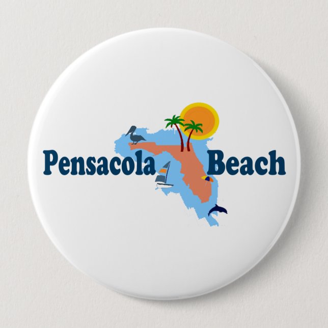 Bóton Redondo 10.16cm Praia de Pensacola (Frente)