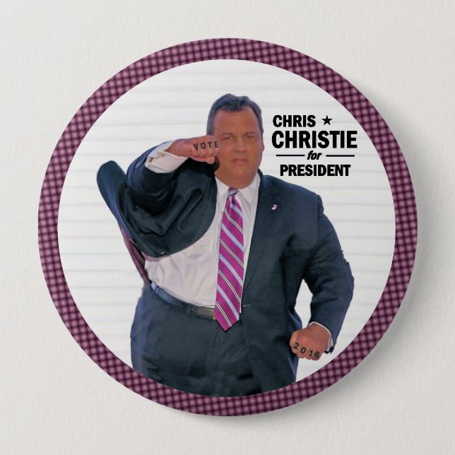 Bóton Redondo 10.16cm Presidente de Chris Christie em 2016 (Frente)