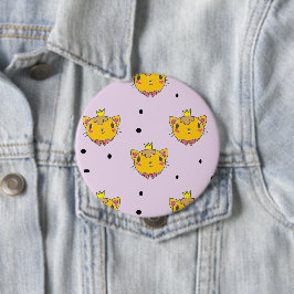 Bóton Redondo 10.16cm Princesa gatinha em roxo