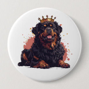 Bóton Redondo 10.16cm Real Rottweiler - Coroa Rainha do Cachorro