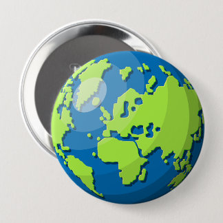 Bóton Redondo 10.16cm Realistic 3D Globe Design Earth Planet Art