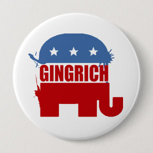 Bóton Redondo 10.16cm Republicanos para Gingrich