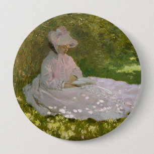 Bóton Redondo 10.16cm Retrato Impressionista de Primavera, Claude Monet