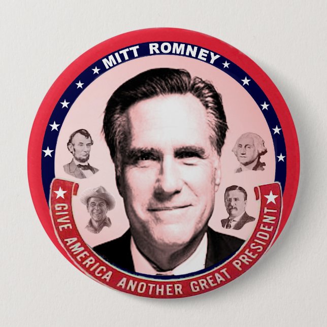 Bóton Redondo 10.16cm Romney & grandes presidentes (Frente)