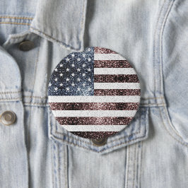 Bóton Redondo 10.16cm Rustic Red White Blue Sparkles bandeira dos EUA