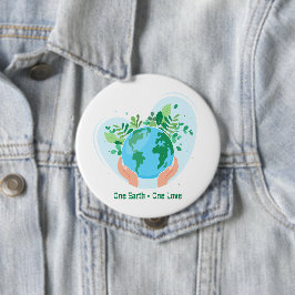 Bóton Redondo 10.16cm Salve o Planeta. One Earth One Love