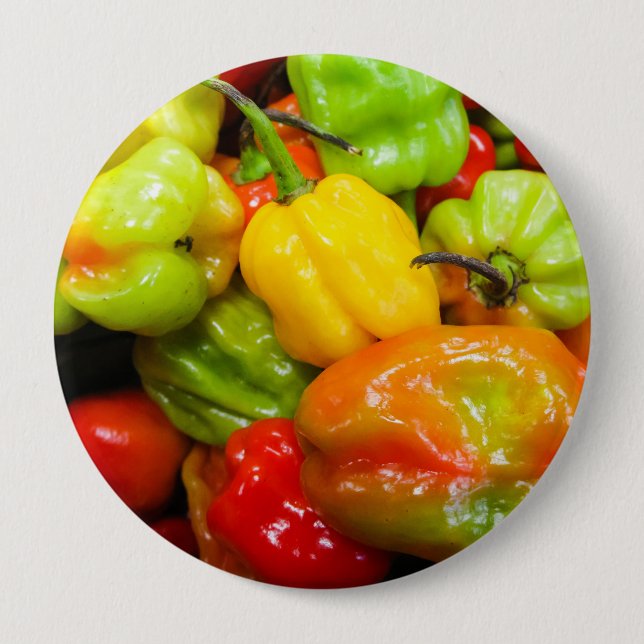 Bóton Redondo 10.16cm Scotch Bonnet Chili Peppers (Frente)