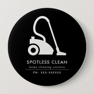 BÓTON REDONDO 10.16CM SERVIÇO DE LIMPEZA DE VÁCUO SIMPLES BRANCO PRETO