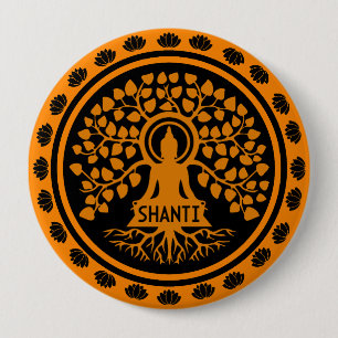 Bóton Redondo 10.16cm Siddhartha Gautama, Arte Budista