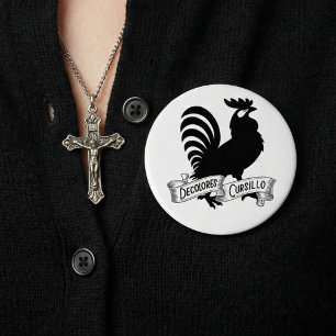 Bóton Redondo 10.16cm Silhueta de Galo do Cursillo DeColores com Faixa