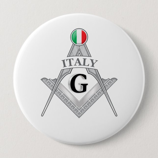 Bóton Redondo 10.16cm sinal da maçonaria italiana (Frente)
