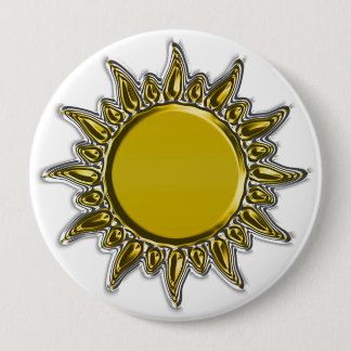 Bóton Redondo 10.16cm Sun brilhante Dourado metálico gravado