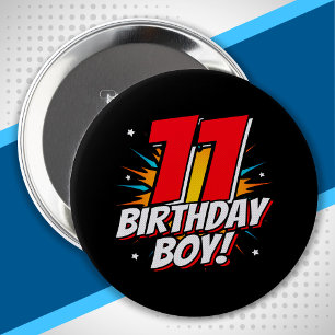 Bóton Redondo 10.16cm Super-herói Aniversário - 11 Anos - Aniversário 11