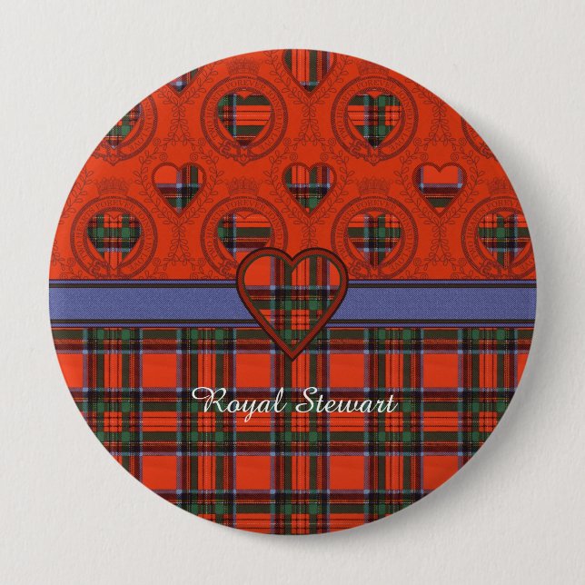 Bóton Redondo 10.16cm Tartan real do Scottish da xadrez do clã de (Frente)