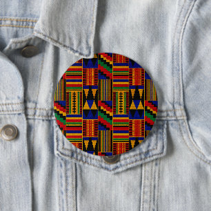 Bóton Redondo 10.16cm Tecido Kente Estilo Africano