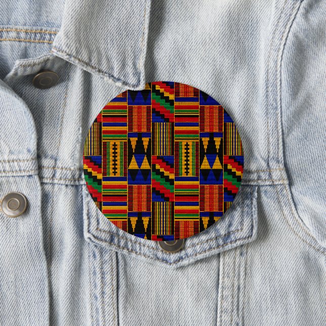 Bóton Redondo 10.16cm Tecido Kente Estilo Africano (In Situ)