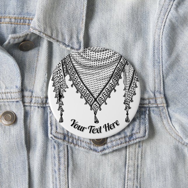 Bóton Redondo 10.16cm Tecido Tradicional do Keffiyeh Scarf Palestino (In Situ)