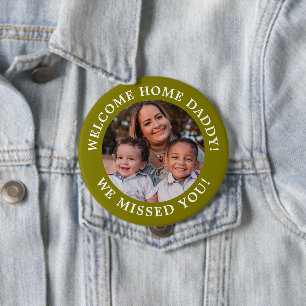 Bóton Redondo 10.16cm Texto e Foto em Aberto de Mensagem Simples em Verd