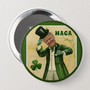 Bóton Redondo 10.16cm Trevos do dia de MAGA Donald Trump St Patrick