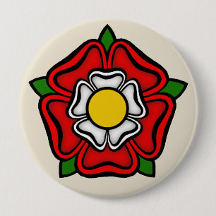 Bóton Redondo 10.16cm Tudor Rosa da Inglaterra, Emblem de Royalty