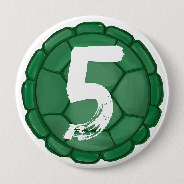 Bóton Redondo 10.16cm Turtle Shell Theme Birthday Boy Birthday Girl (Frente)