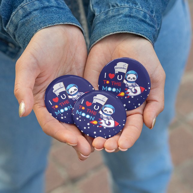 Bóton Redondo 10.16cm Urso De Panda Bonito Em Naves De Foguete Personali (Criador carregado)