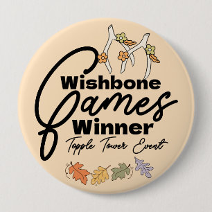 Bóton Redondo 10.16cm Vencedor dos Jogos Wishbone no Friendsgiving Botão