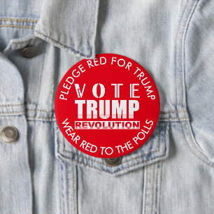 Bóton Redondo 10.16cm Vermelho do desgaste do trunfo do voto à eleiçã