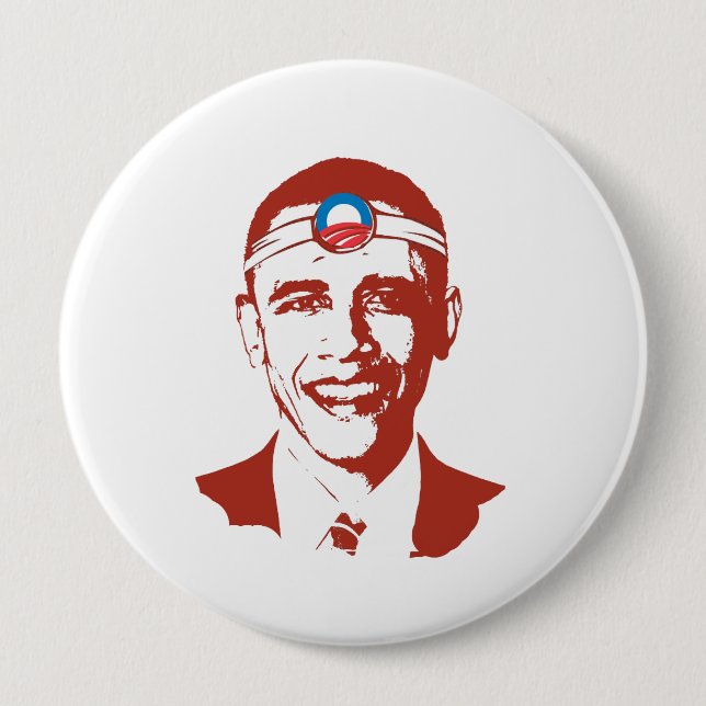 Bóton Redondo 10.16cm Vermelho do Dr. Obama (Frente)