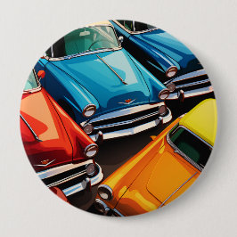Bóton Redondo 10.16cm Vintage Cars Pattern