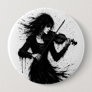Bóton Redondo 10.16cm Violinista Nascido da Tinta na Tempestade de Som