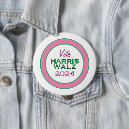 Bóton Redondo 10.16cm Voto Verde Rosa HARRIS WALZ 2024 Grande campanha