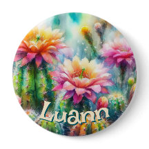 Watercolor Flowering Succulent Cacti Personalized