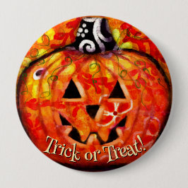 Bóton Redondo 10.16cm Whimsical Abstract Jack O Lantern Personalized