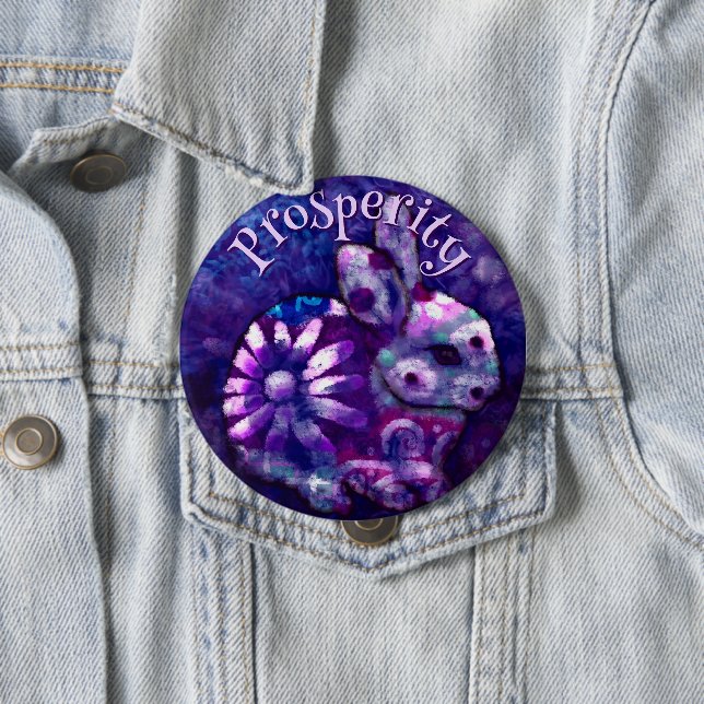 Bóton Redondo 10.16cm Whimsical Floral Bunny Rabbit Personalized (In Situ)