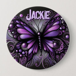 Bóton Redondo 10.16cm Whimsical Gothic Butterfly Purple Personalized