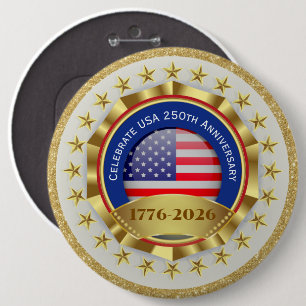 Bóton Redondo 15.24cm 250º Aniversário EUA Patriótico   1776–2026