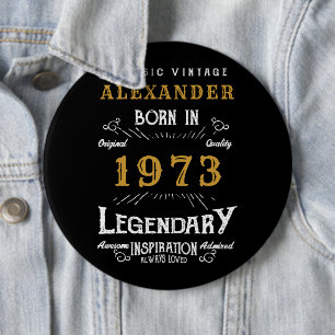 Bóton Redondo 15.24cm 50º Aniversário de 1973 Adicionar Nome Legendário 
