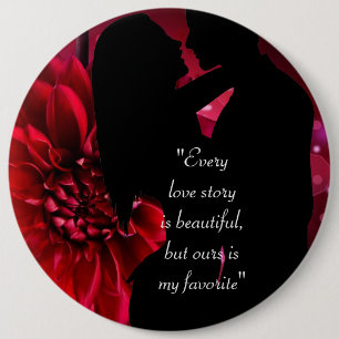 Bóton Redondo 15.24cm A história do amor beija o fundo do amante Case-Ma